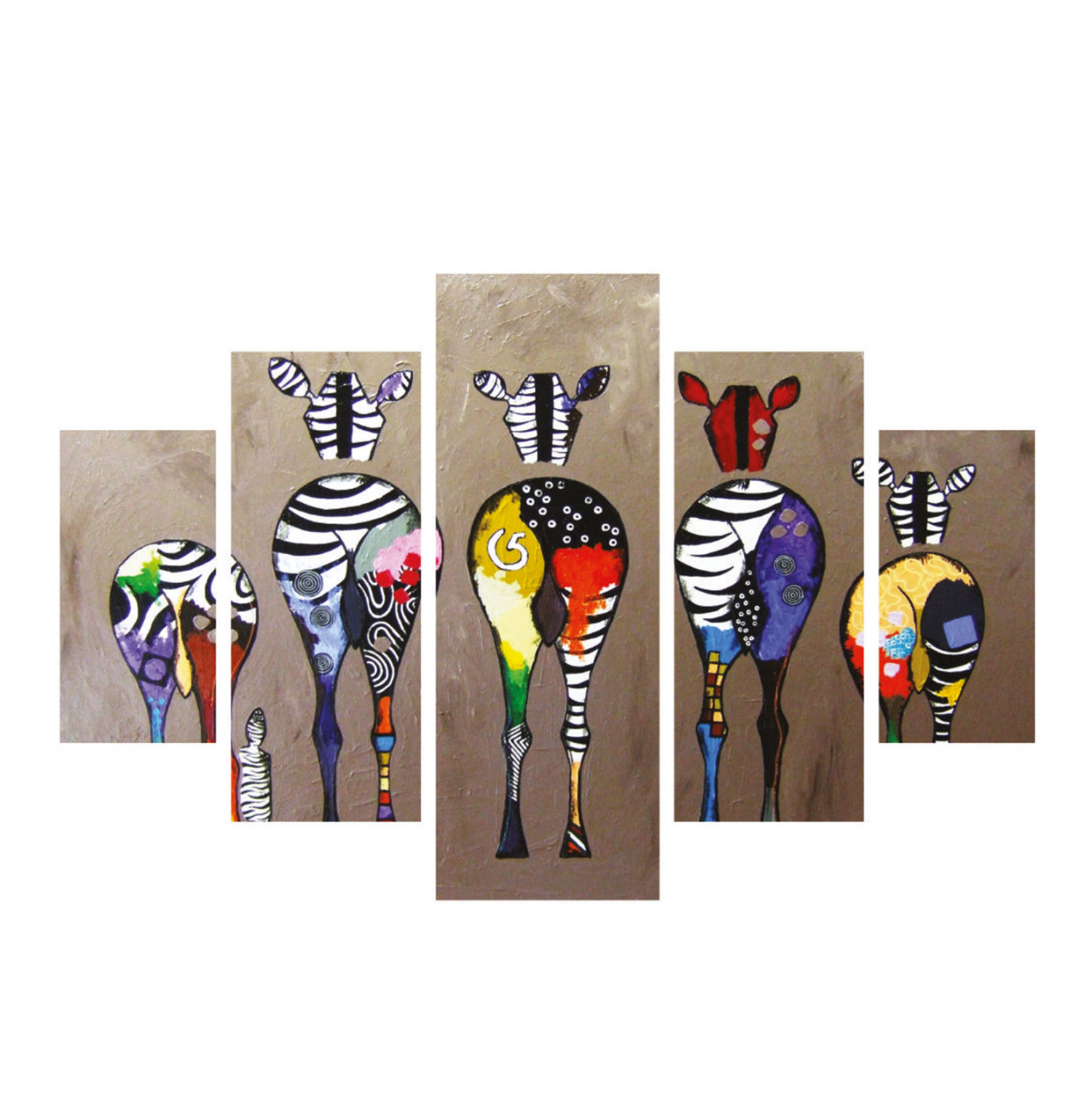 pinakas-pentaptycho-mdf-colorful-zebras